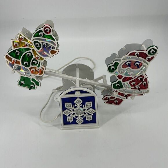 Vintage Christmas Santa Snowman Light Up See Saw Decor INDOOR Motorized - Picture 2 of 13